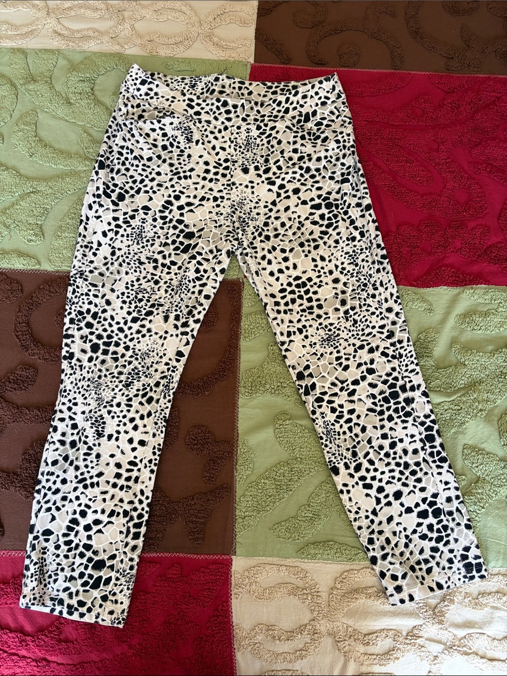 Chico's Travelers Black and White Animal Print Straight Leg Pants